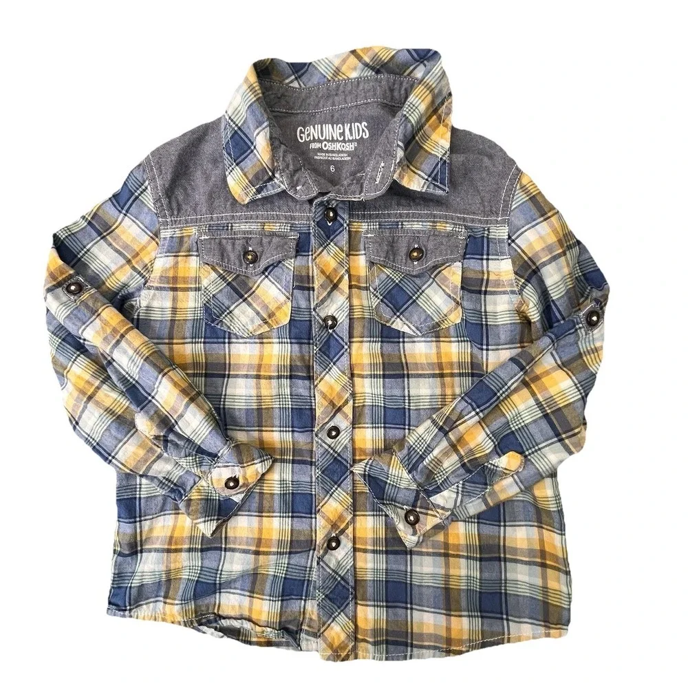 Genuine Kids by OshKosh B'gosh Plaid Button-down Long-Sleeve Shirt - Size 6
